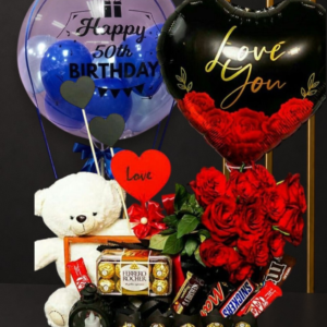 Luxury Chocolate Rose Balloon Hamper