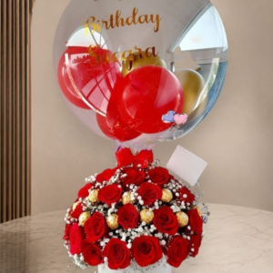 Elegant Chocolate Red Rose Balloon Gift Hamper