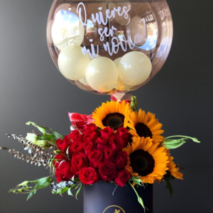 Luxury Red Rose & Sunflower Flower Box Arrangement