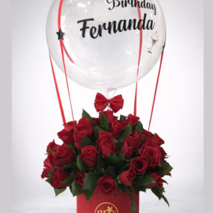 Premium Red Roses & Balloon Gift Arrangement