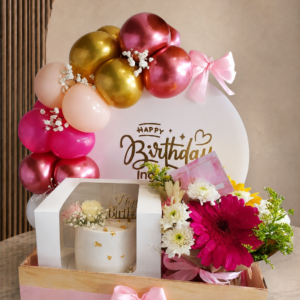 Premium Pink & Golden Balloon Arch Hamper