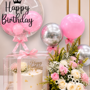Premium Happy Birthday Floral & Balloon Cake Hamper