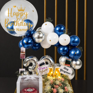 Luxury Dream Pink Rose Balloon Arch Surprise Hamper
