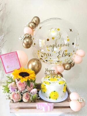 Premium Surprise Cake Flower Balloon Hamper