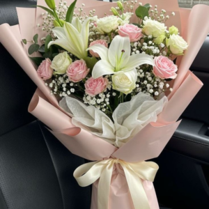 Premium Lily and Pink Rose Bouquet