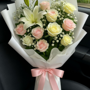 Premium Lily n Pink Rose Bouquet