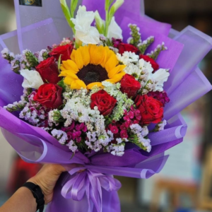 Premium Red Rose & Sunflower Bouquet