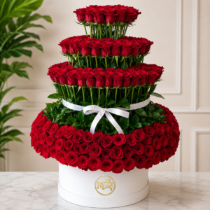 Luxury 4-Tier Red Rose Grand Flower Arrangement