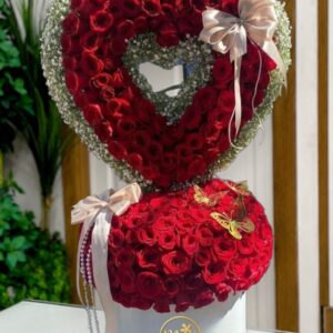 Luxury Heart Red Rose Floral Arrangement