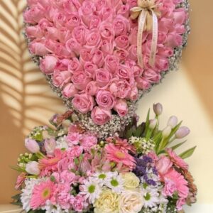 Eternal Love Heart-Shaped Rose Tower Arrangement