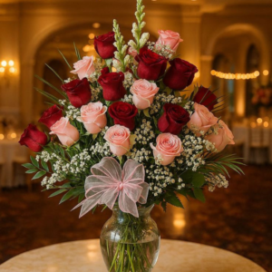 Luxury Fresh Red & Pink Rose Vase
