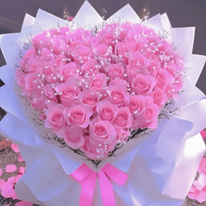 Premium Heart Shape Pink Rose Bouquet