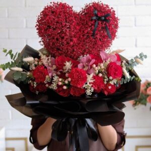 Royal Red Roses Hand-Tied Heart Bouquet