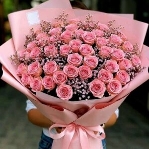Premium 50 Pink Roses Luxury Bouquet
