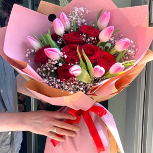 Premium Rose & Pink Tulip Bouquet