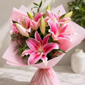 Luxury Oriental Pink Lily Bouquet