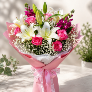 Premium Oriental Lily and Rose Bouquet