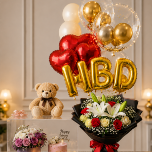 Luxury Birthday Bloom & Balloon Surprise Hamper