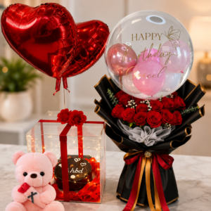 Personalized Rose & Cake Birthday Gift Set