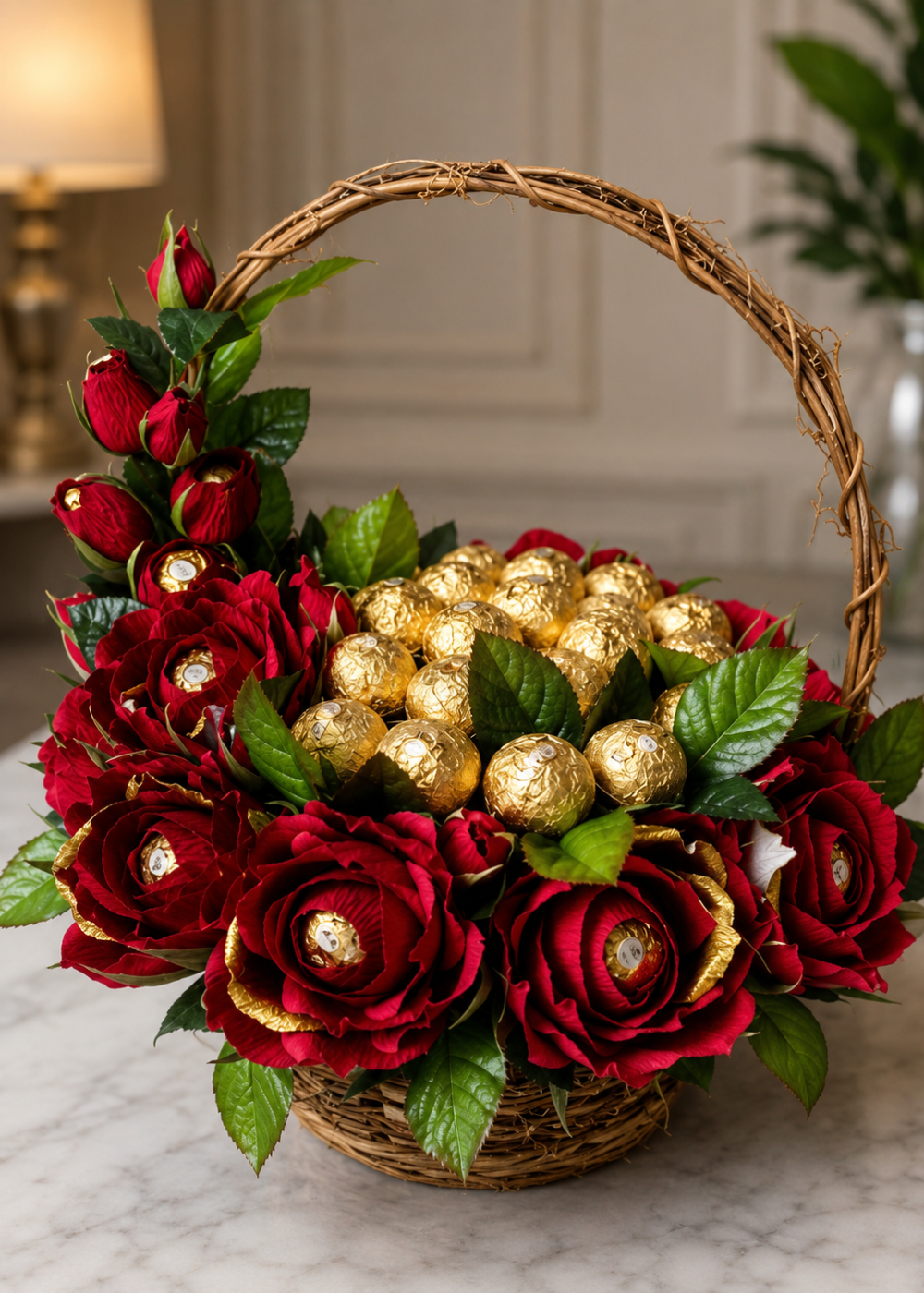 Luxury Ferrero Rocher & Red Rose Gift Basket
