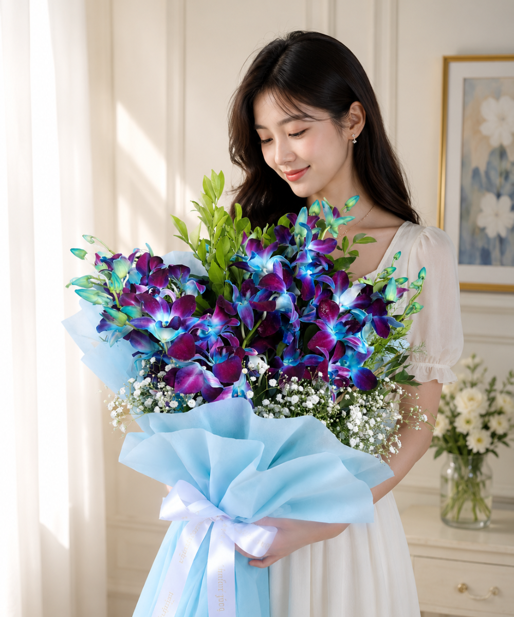 Elegant Blue Orchid Bouquet