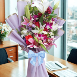 Premium Purple Orchid & Orental Lily Bouquet