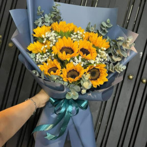 Luxury Sunflower Floral Bouquet with Seasonal Greens