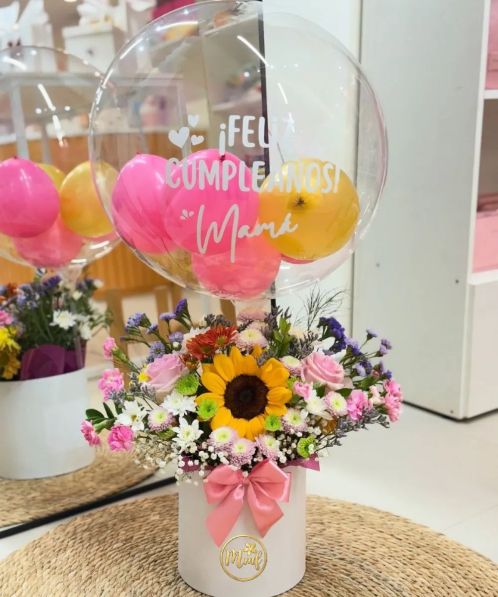 Deluxe Flower Box with Balloon Arrangement