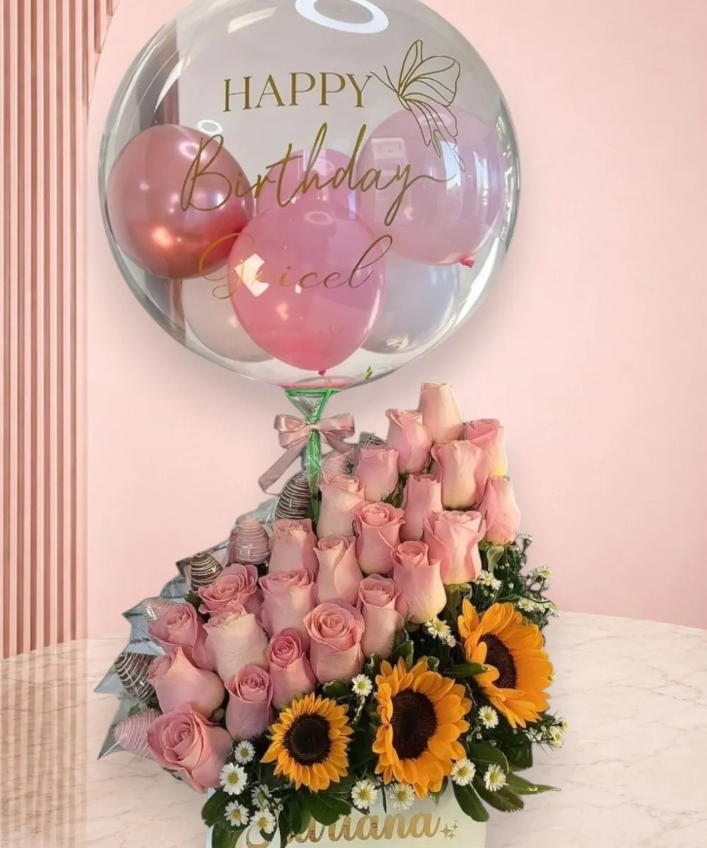 Luxury Red Roses & Balloon Hamper