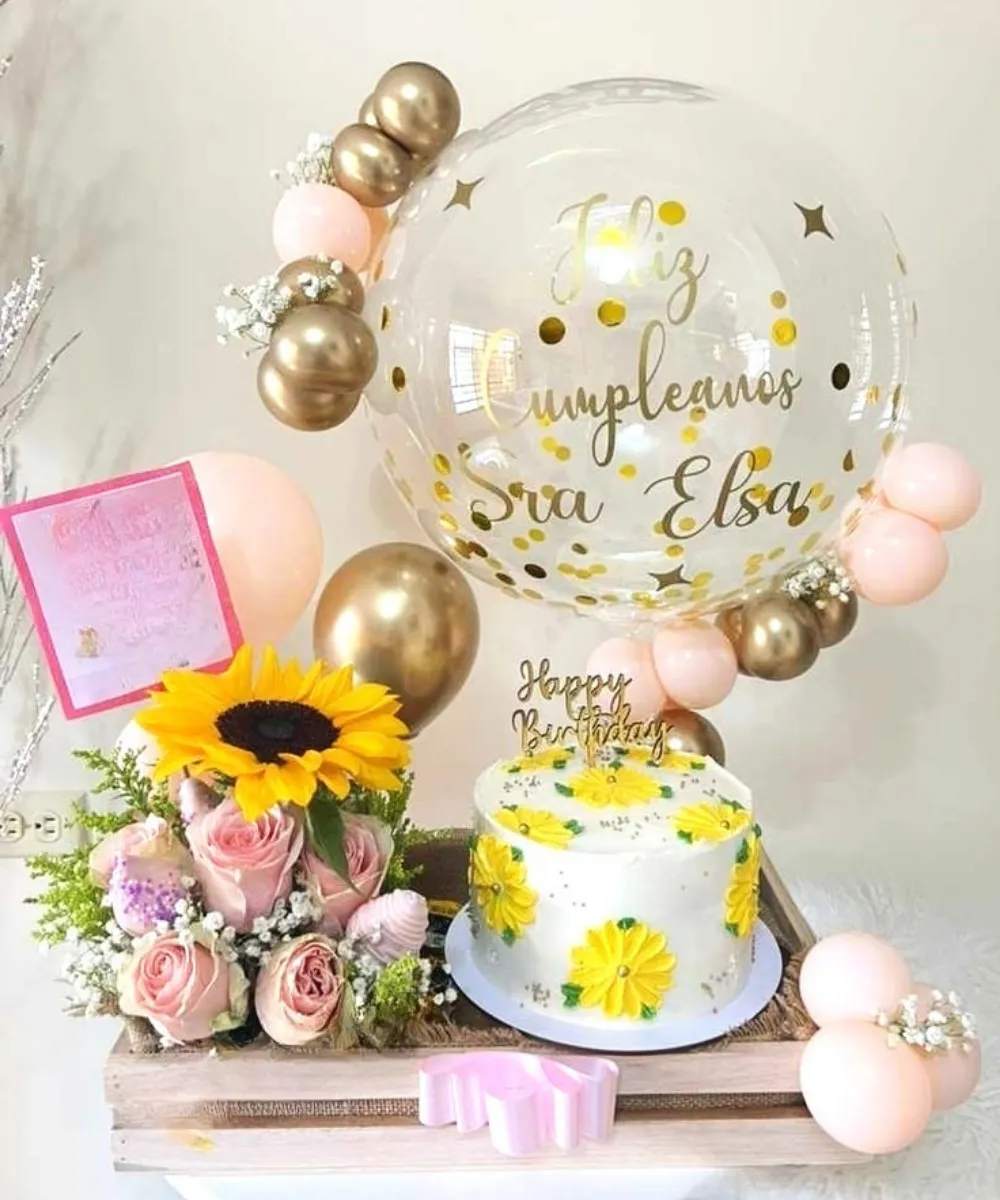 Premium Surprise Cake Flower Balloon Hamper