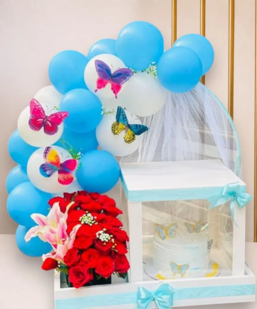Butterfly Dream Cake & Red Rose Surprise Hamper