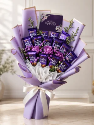 Purple Chocolate Flower Bouquet – Same-Day Delivery