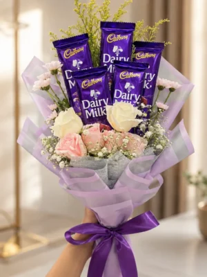 Premium Rose & Dairy Milk Chocolate Bouquet