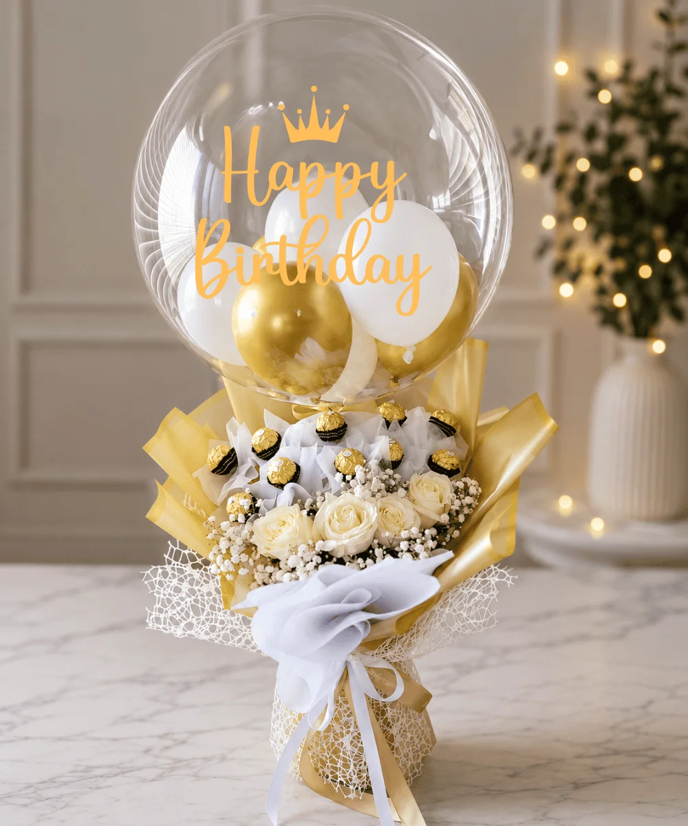 Premium Happy Birthday Chocolate Bouquet with Bubble Balloon
