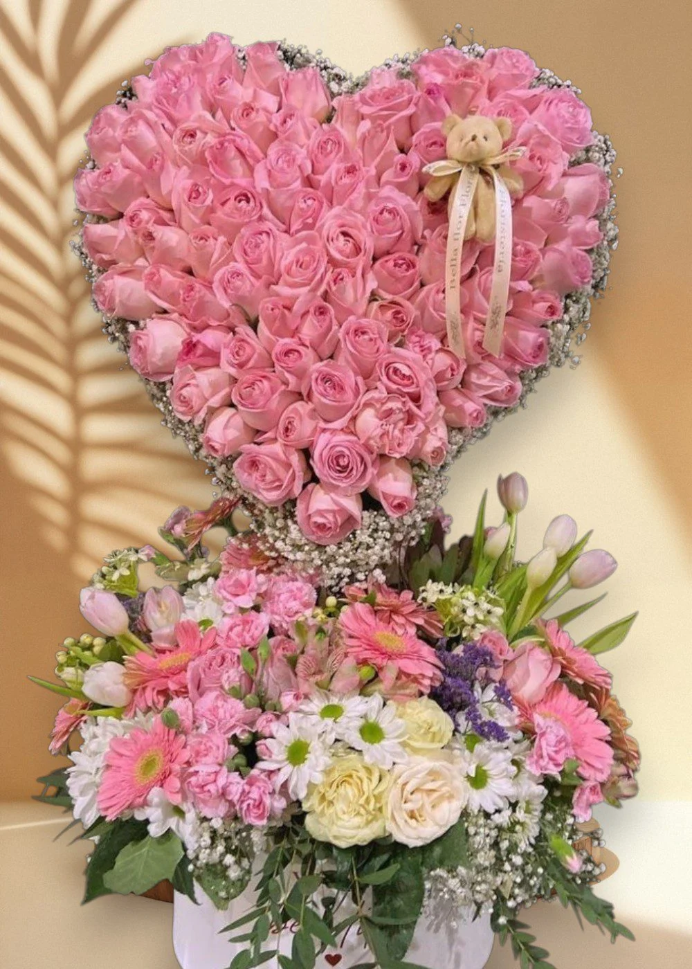 Eternal Love Heart-Shaped Rose Tower Arrangement