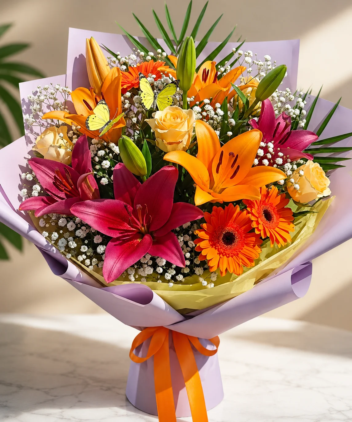 Luxury Oriental Lily and Rose Bouquet