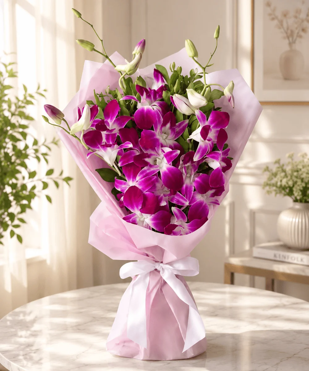 Elegant Purple Orchid Bouquet